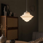 Load image into Gallery viewer, White glass pendant light in bedroom corner