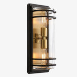 Cargar imagen en el visor de la Galería, Medium bronze glass outdoor wall sconce with cage frame