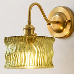 Charger l'image dans la visionneuse de galerie, Close detail of olive ripple glass and brushed brass wall plate