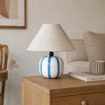 Cargar imagen en el visor de la Galería, Ceruna Ceramic Table Lamp with Fabric Lampshade – Modern Minimalist Fixture for Reading or Lounge Areas