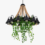 Load image into Gallery viewer, Rope and Greenery Wagon Wheel Chandelier
