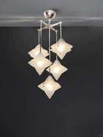 Load image into Gallery viewer, Art Deco Star Chandelier – Frosted Glass Deco Fixture for Dining Room – Astris Vega