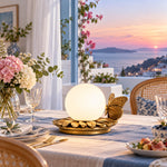 Charger l'image dans la visionneuse de galerie, Round Globe Perched Motif Brass Resin Table Lamp