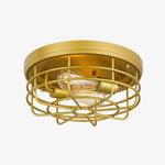 Cargar imagen en el visor de la Galería, Lámpara de Techo Redonda con Jaula de Metal Gridray Estilo Industrial – Iluminación Interior para Cocina y Entrada