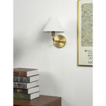 Load image into Gallery viewer, Gilda Fabric Drum Shade Wall Sconce - Modern Brass Accent Light for Bedroom and Hallway
