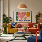 Bild in Gallery-Viewer laden, Polka dot linen pendant light in a colorful living room