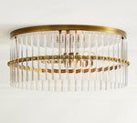 Load image into Gallery viewer, Lumora Crystal Flush Mount Light – Cut Glass Ceiling In Aged Brass