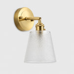 Bild in Gallery-Viewer laden, White glass wall light with brass arm, BZ shade 12 cm high and 13 cm diameter