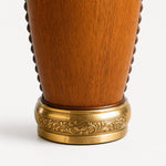 Bild in Gallery-Viewer laden, Decorated brass-tone base and wood grain