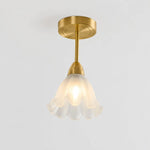 Load image into Gallery viewer, Extended solid brass petal glass ceiling light