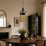 Cargar imagen en el visor de la Galería, Black multicolor crystal pendant light in a vintage dining room