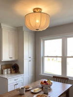 Cargar imagen en el visor de la Galería, Lámpara Colgante Empotrada Loomis de Lino Satén – Lámpara de Techo de Estilo Contemporáneo para Salas de Estar y Entradas