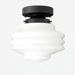 Load image into Gallery viewer, Geotower Glass Deco Globe Flush Mount – Ribbed Glass Ceiling Light for Interior Spaces