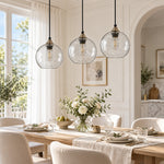 Charger l'image dans la visionneuse de galerie, Bubble Glass Globe 3 - Light Single Pendant Light With Adjustable Cord