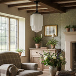 Load image into Gallery viewer, Geotower Glass Large Opal-Glass Skyscraper Pendant – Architectural Art Deco Hanging Light for Dining Room