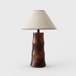 Load image into Gallery viewer, Warm brown small bamboo-form ceramic table lamp