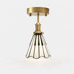 Load image into Gallery viewer, Piano key flush mount ceiling light in antique brass, black and opal glass