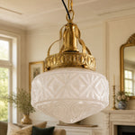Cargar imagen en el visor de la Galería, Cream white glass pendant light in a bright living room