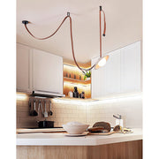 Lampe suspendue Light Rail en cuir