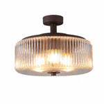 Load image into Gallery viewer, Coffee flush mount ribbed glass ceiling lamp