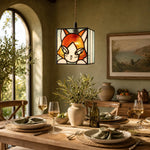 Charger l'image dans la visionneuse de galerie, stained glass cat pendant light installed in a warm room