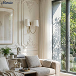 Cargar imagen en el visor de la Galería, Aplique de Pared Doble Clásico Moderno Roven con Brazos Curvos y Pantallas de Tela para Dormitorio y Pasillo
