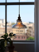 Load image into Gallery viewer, Ribbed Glass Pendant Light – Stylish Brass and Glass Pendant Light for Kitchen & Modern Interiors