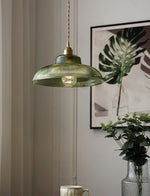 Load image into Gallery viewer, Ribbed Glass Pendant Light – Contemporary Glass Pendant Lights in Vintage Green Hue