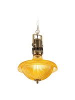 Load image into Gallery viewer, Ribbed Glass Pendant Light - Contemporary Brass and Glass Pendant for Kitchen and Living Room