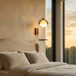 Charger l'image dans la visionneuse de galerie, Applique murale Sunset Vintage Modern – Lampe à double abat-jour de la série Sunset avec base texturée en bois