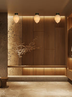 Charger l'image dans la visionneuse de galerie, Plafonnier fixe Art Déco en verre laiteux à boutons floraux