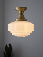 Load image into Gallery viewer, Opalume Glass Pendant Light – Vintage Milk Glass Pendant Light with Art Deco Style