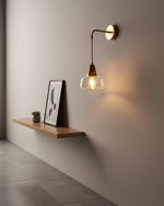 Charger l'image dans la visionneuse de galerie, Clear Bell Glass and Brass Plug-In Wall Lamp product view