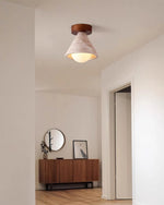 Load image into Gallery viewer, Cream Style Entrance Yellow Travertine Walnut Ceiling Lamp
