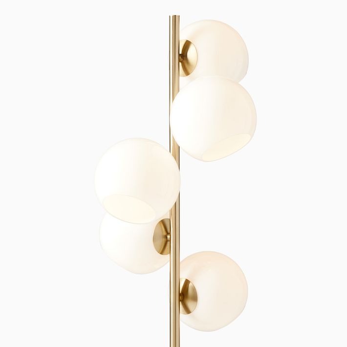 Lampadaire Brina en verre multi-lumières - Éclairage en laiton et verre laiteux