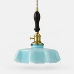 Charger l'image dans la visionneuse de galerie, Vintage scalloped opaline glass pendant light view 5