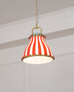 Load image into Gallery viewer, Circus Glass Pendant Lamp – Fun Red Stripe Art Glass for Eclectic Spaces