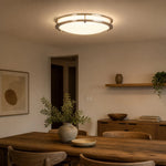 Load image into Gallery viewer, Ceiling-mounted LED light showing room scale and soft illumination