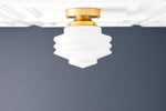 Load image into Gallery viewer, Geotower Glass Deco Globe Flush Mount – Ribbed Glass Ceiling Light for Interior Spaces
