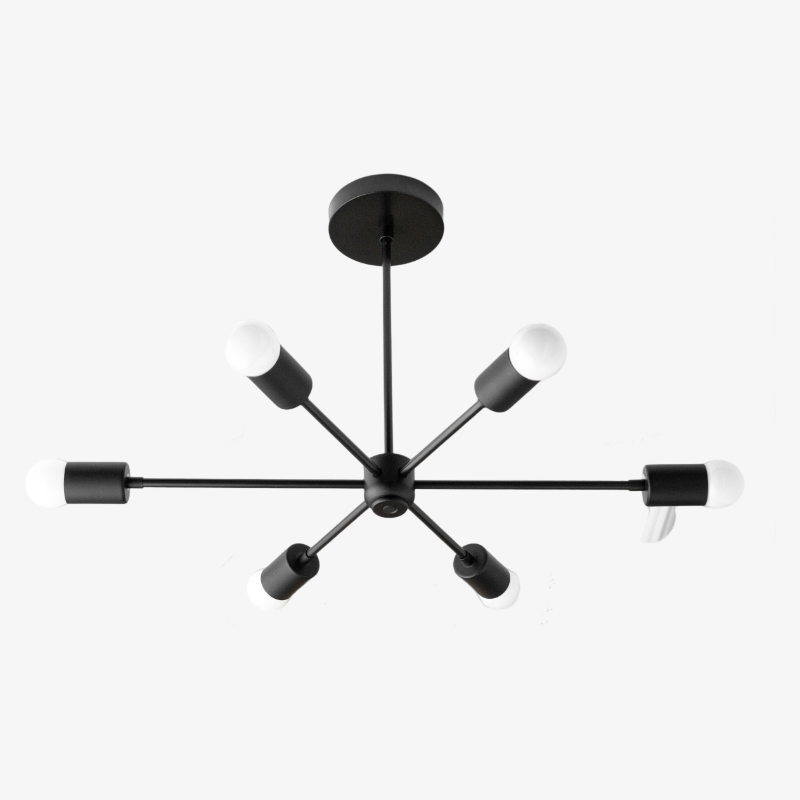 Lustre Mobilux Line Mid-Century Modern - Plafonnier suspendu à 6 têtes