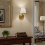Load image into Gallery viewer, Ornato Luxe Metal Frame Wall Lamp with Fabric Shade – Minimalist Mid Century Modern Wall Sconce for Entryway or Hallway