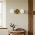 Load image into Gallery viewer, Glorica Glass Minimalist Metal Arm Globe Wall Sconce – Mid-Century Vanity Lighting for Mirror & Hallway