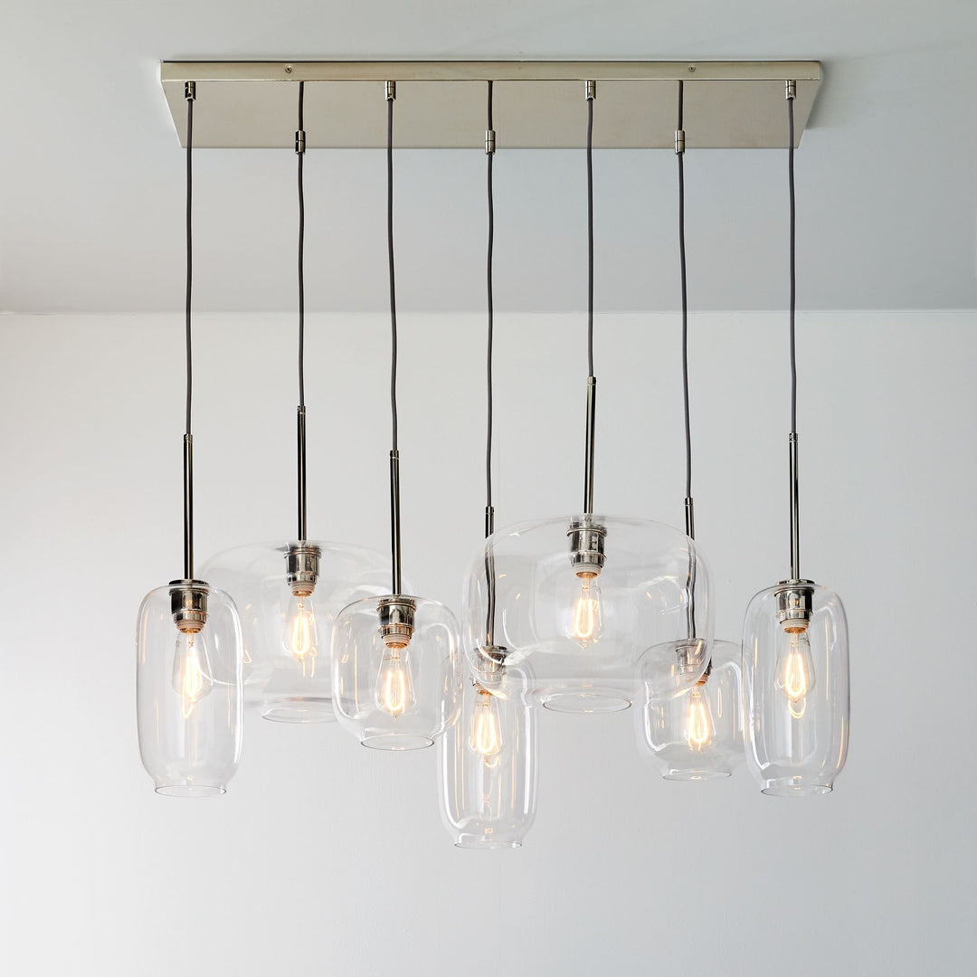 Lumivelle Skulpturaler 7-flammiger Kronleuchter – Höhenverstellbare Moderne Glas-Pendelleuchte