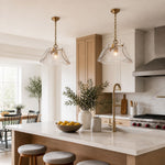 Bild in Gallery-Viewer laden, Brass and Clear Glass Dome Pendant Light