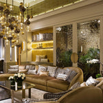 Load image into Gallery viewer, Contemporary Hanging Light - Iron Metal Glass Gold Brown Damp-rated