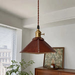 Cargar imagen en el visor de la Galería, Leather pyramid pendant lamp above a sideboard by the window