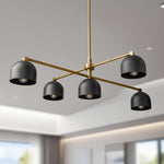 Load image into Gallery viewer, Farmhouse Chandelier – Mid Century Brass Swing Arm Chandelier For Living Room