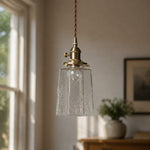 Bild in Gallery-Viewer laden, Japanische Vintage-Pendelleuchte aus Craquelé-Glas