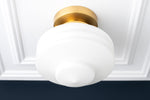 Load image into Gallery viewer, Geotower Glass Deco Globe Flush Mount – Ribbed Glass Ceiling Light for Interior Spaces