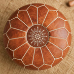 Cargar imagen en el visor de la Galería, brown Moroccan pouf stitched detail